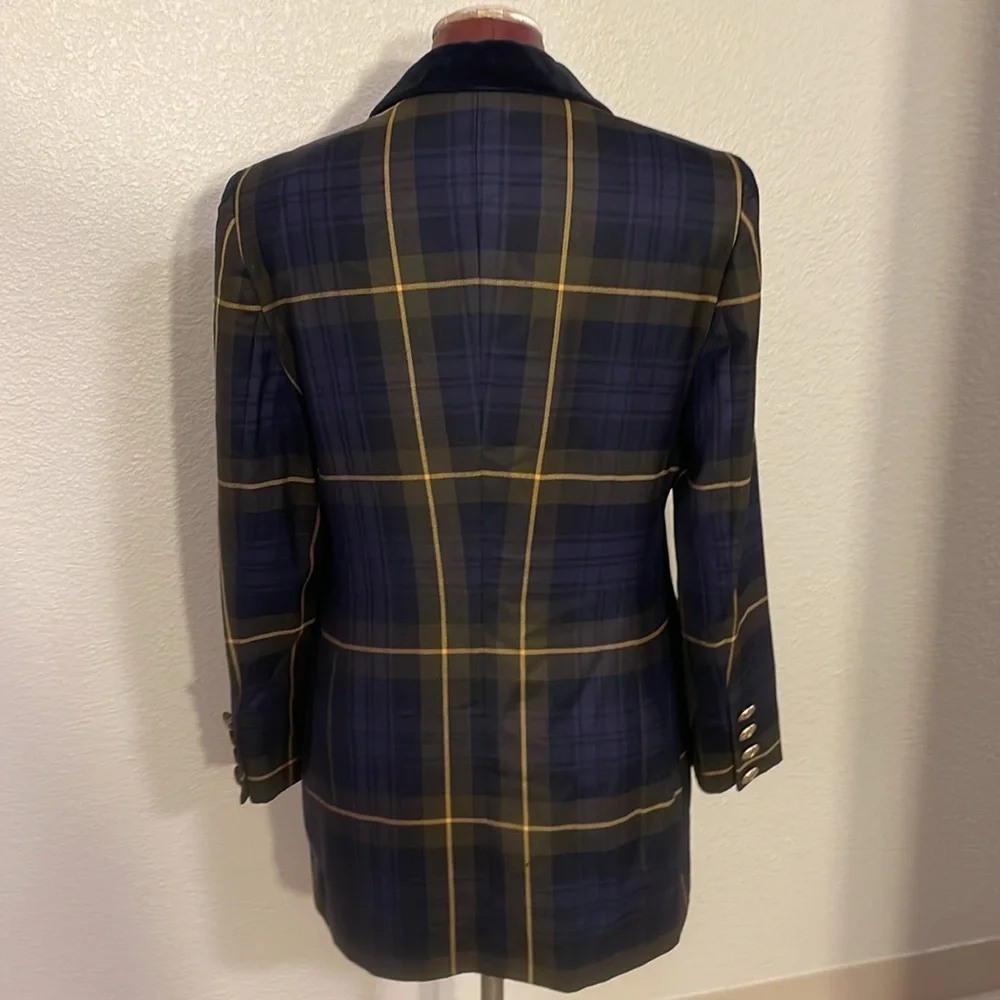 Escada Vintage Plaid Blue Blazer size 42 or Medium